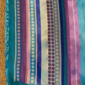 Vintage Striped Polka dot Scarf Aqua and Lavender